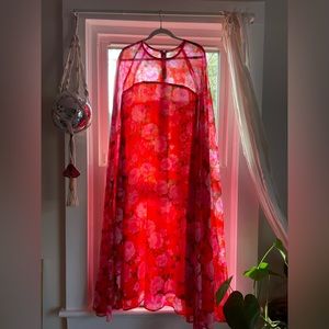 VINTAGE LATE 1960s FLORAL CHIFFON MAXI STELLA FAGIN COUTURE GOWN